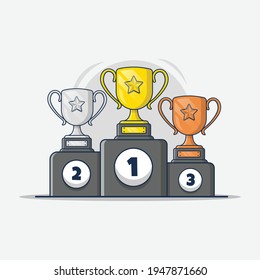 colección de trofeos de oro, plata y bronce con ilustración de icono de podio