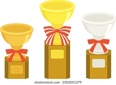 Gold, Silver, and Bronze Trophy Cups Clipart