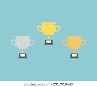 Trophäe Vektordesign-Illustration aus Gold, Silber und Bronze.