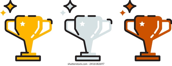 Trofeo De Oro, Plata Y Bronce - Juego De Ilustración De Vectores