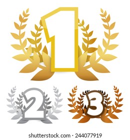 Gold - Silver and Bronze Vector Awards Symbols