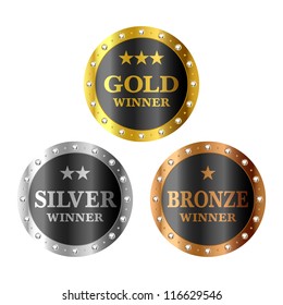 Medallas de oro, plata y bronce. Vector.