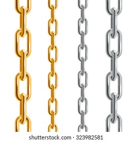Gold and Silver Chains of Different Sizes. Vector illustration
