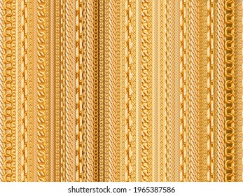 gold silver chains set link metallic shiny element object iron strong
