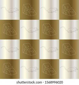gold and silver chess board with mouse and cheese icon