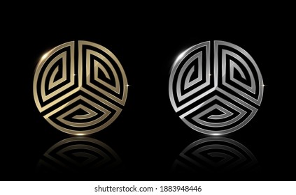 Forma de círculo dorado y plateado, exclusiva, premium, lujo, diseño creativo, ilustración vectorial.