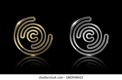Forma de círculo dorado y plateado, exclusiva, premium, lujo, diseño creativo, ilustración vectorial.