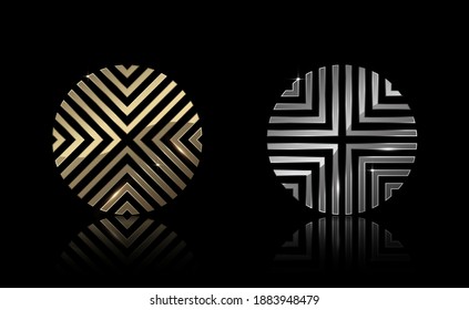Gold and Silver Circle Shape, Exclusive, Premium, Luxury, Creative Design, Vector illustration.