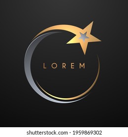 Gold and silver circle star logo template