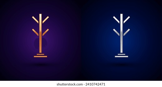 Gold and silver Coat stand icon isolated on black background.  Vector
