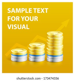 Gold and silver coins as diagrams