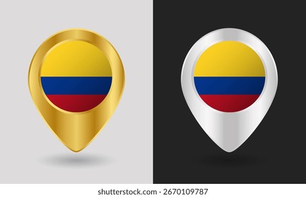 Gold und Silber Kolumbien Fahne Karte Pin Symbol