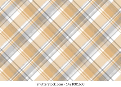 Gold silver color check fabric texture seamless pattern. Vector illustration.