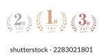 Gold, silver and copper 1st, 2nd, 3rd ranking icon set vector illustration
