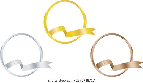 Gold, Silver, and Copper Color Round Frame Illustration