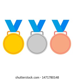 Gold, silver and copper medals icons isolated on the white background
