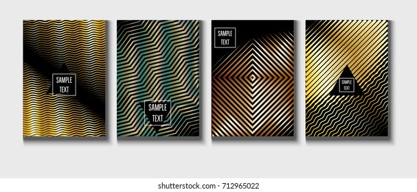 Gold, Silver or Copper Minimal Cover Templates. Festive Sparkling New Year Party or Christmas Celebration Background. Halftone Cover. Cool Luxury Premium VIP Rich Decoration. Jewelry Ads Poster Design
