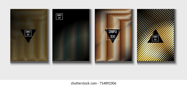 Gold, Silver or Copper Minimal Cover Templates. Festive Sparkling New Year Party or Christmas Celebration Background. Halftone Cover. Cool Luxury Premium VIP Rich Decoration. Jewelry Ads Poster Design