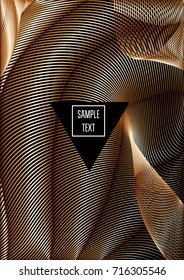 Gold, Silver or Copper Minimal Cover Template. Cool Luxury Premium VIP Rich Decoration. Jewelry Ads Poster Design. Festive Sparkling New Year Party or Christmas Celebration Background. Halftone Cover.