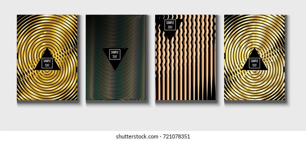 Gold, Silver or Copper Minimal Cover Templates. Festive Sparkling New Year Party or Christmas Celebration Background. Halftone Cover. Cool Luxury Premium VIP Rich Decoration. Jewelry Ads Poster Design