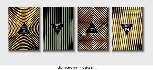 Gold, Silver or Copper Minimal Cover Templates. Festive Sparkling New Year Party or Christmas Celebration Background. Halftone Cover. Cool Luxury Premium VIP Rich Decoration. Jewelry Ads Poster Design