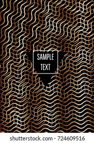 Gold, Silver or Copper Minimal Cover Template. Cool Luxury Premium VIP Rich Decoration. Jewelry Ads Poster Design. Festive Sparkling New Year Party or Christmas Celebration Background. Halftone Cover.