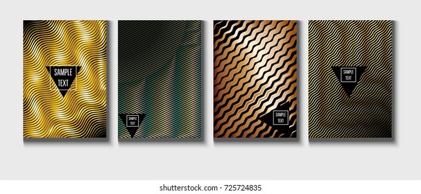 Gold, Silver or Copper Minimal Cover Templates. Festive Sparkling New Year Party or Christmas Celebration Background. Halftone Cover. Cool Luxury Premium VIP Rich Decoration. Jewelry Ads Poster Design