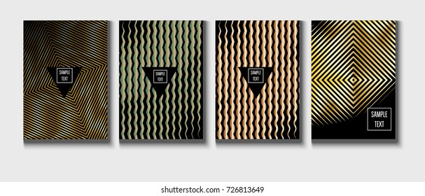Gold, Silver or Copper Minimal Cover Templates. Festive Sparkling New Year Party or Christmas Celebration Background. Halftone Cover. Cool Luxury Premium VIP Rich Decoration. Jewelry Ads Poster Design