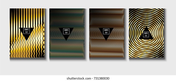 Gold, Silver or Copper Minimal Cover Templates. Festive Sparkling New Year Party or Christmas Celebration Background. Halftone Cover. Cool Luxury Premium VIP Rich Decoration. Jewelry Ads Poster Design