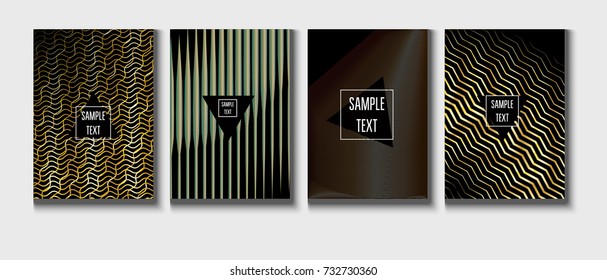 Gold, Silver or Copper Minimal Cover Templates. Festive Sparkling New Year Party or Christmas Celebration Background. Halftone Cover. Cool Luxury Premium VIP Rich Decoration. Jewelry Ads Poster Design