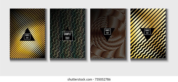 Gold, Silver or Copper Minimal Cover Templates. Festive Sparkling New Year Party or Christmas Celebration Background. Halftone Cover. Cool Luxury Premium VIP Rich Decoration. Jewelry Ads Poster Design