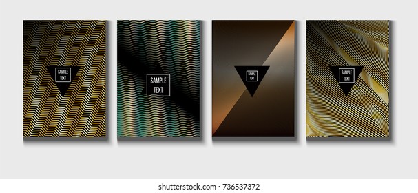 Gold, Silver or Copper Minimal Cover Templates. Festive Sparkling New Year Party or Christmas Celebration Background. Halftone Cover. Cool Luxury Premium VIP Rich Decoration. Jewelry Ads Poster Design
