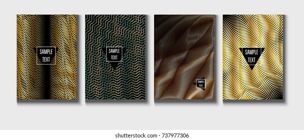 Gold, Silver or Copper Minimal Cover Templates. Festive Sparkling New Year Party or Christmas Celebration Background. Halftone Cover. Cool Luxury Premium VIP Rich Decoration. Jewelry Ads Poster Design