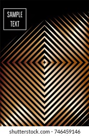 Gold, Silver or Copper Minimal Cover Template. Cool Luxury Premium VIP Rich Decoration. Jewelry Ads Poster Design. Festive Sparkling New Year Party or Christmas Celebration Background. Halftone Cover.