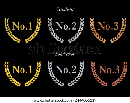 Gold, silver and copper ranking design set