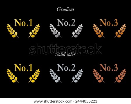 Gold, silver and copper ranking design set