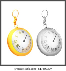 Gold Silver Couple Pocket Clock Vector
