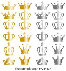 gold and silver crown set