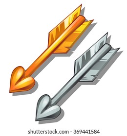 Gold And Silver Cupid Arrow. Vector.