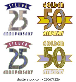 Gold, silver date Emblem, greeting icon - a symbolic date of a significant event.