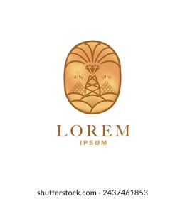 gold silver and diamond shop logo for classy and high style jewelry accessories. Design suitable for use as a membership card, coupon card, souvenir card, main shop logo with an oasis island
