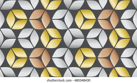 Gold and silver dimensional cube seamless geometric background pattern with a modern feel
