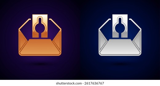 Gold and silver Donate or pay your zakat as muslim obligatory icon isolated on black background. Muslim charity or alms in ramadan kareem before eid al-fir.  Vector