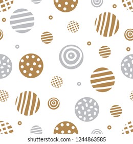 Gold and silver dots .Christmas seamless pattern.