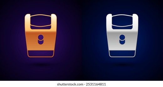 Gold and silver Electric razor blade for men icon isolated on black background. Electric shaver.  Vector