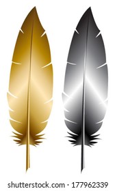 gold & silver feather