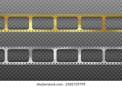 gold and silver film lines or filmstrips
