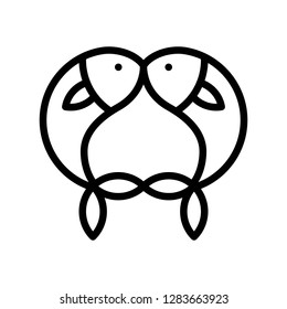 Gold and silver fish vector, Chinese New Year related line design icon editable stroke