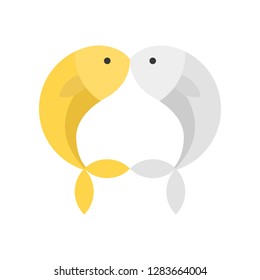 Gold and silver fish vector, Chinese New Year related flat design icon