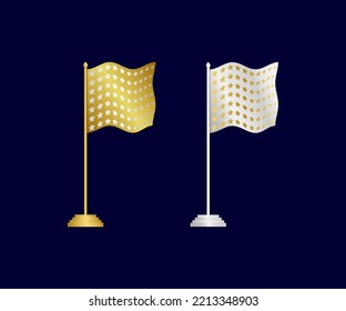 gold and silver flag design with star motif. flag illustration design